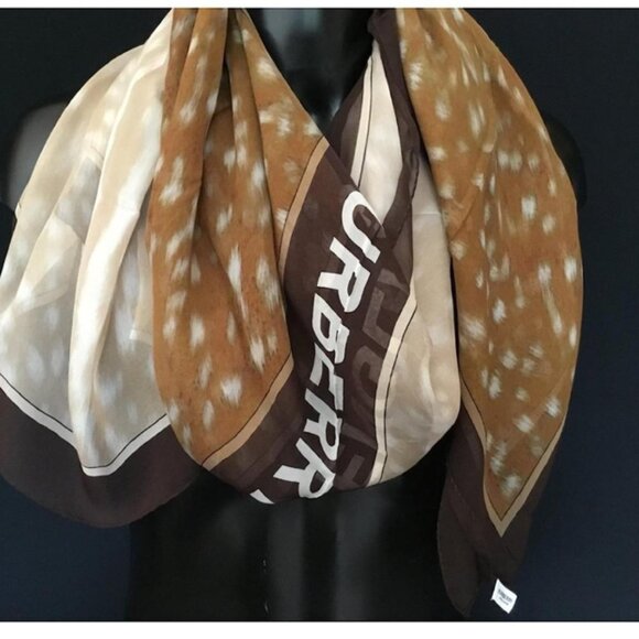 BURBERRY - Silk Chiffon Stole - 200 x 100 cm Brown. NWT - Picture 3 of 7